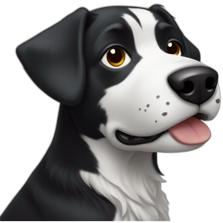 Black dog with White patches emoji