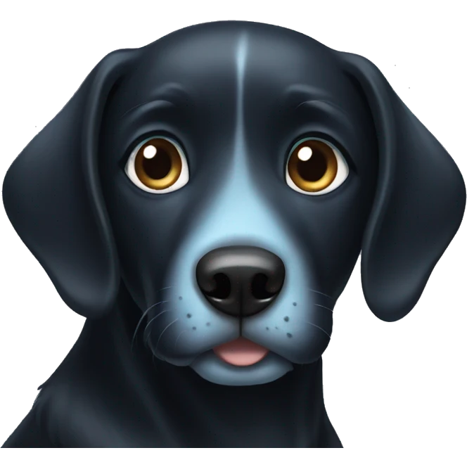 Black dog with light blue eyes emoji