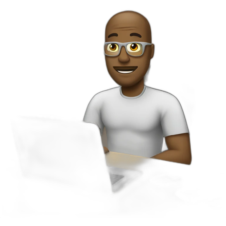 programmer with lapntop on the table emoji