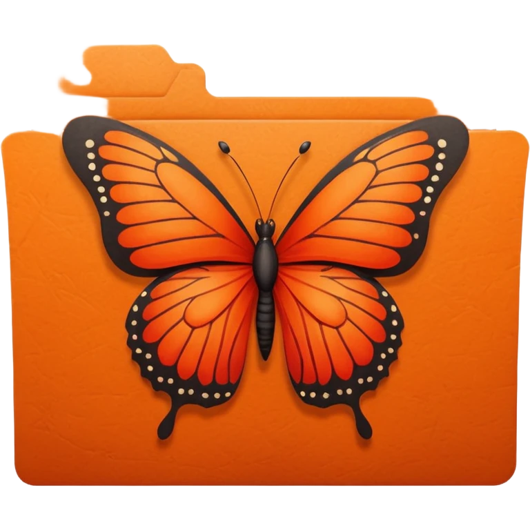 orange file folder with red butterfly on the cover emoji