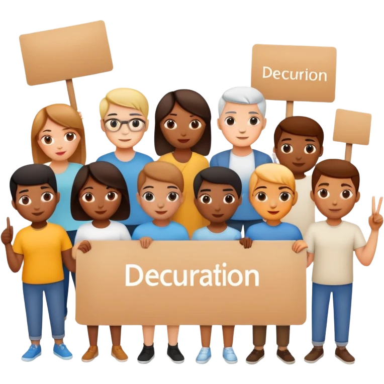 artists holfing signs saying Decuration emoji