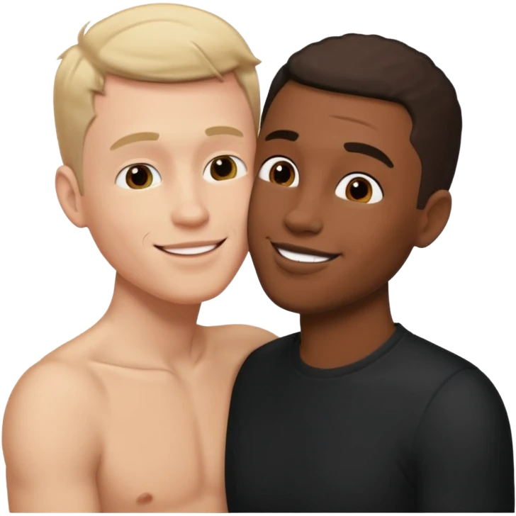 White adult male kissing black adult male emoji