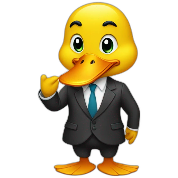 A duck in Business suite emoji
