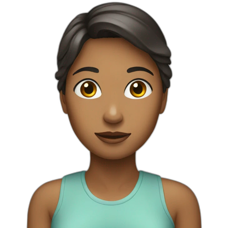 A woman with a big emoji