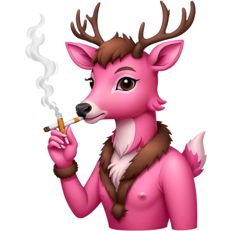 Pink deer with a cigarette emoji