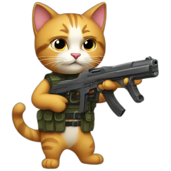 a cat with a gun emoji