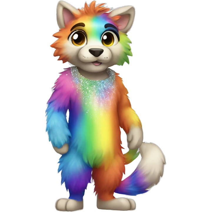 Furry, sparkle, rainbow, animal, anthro, full body emoji