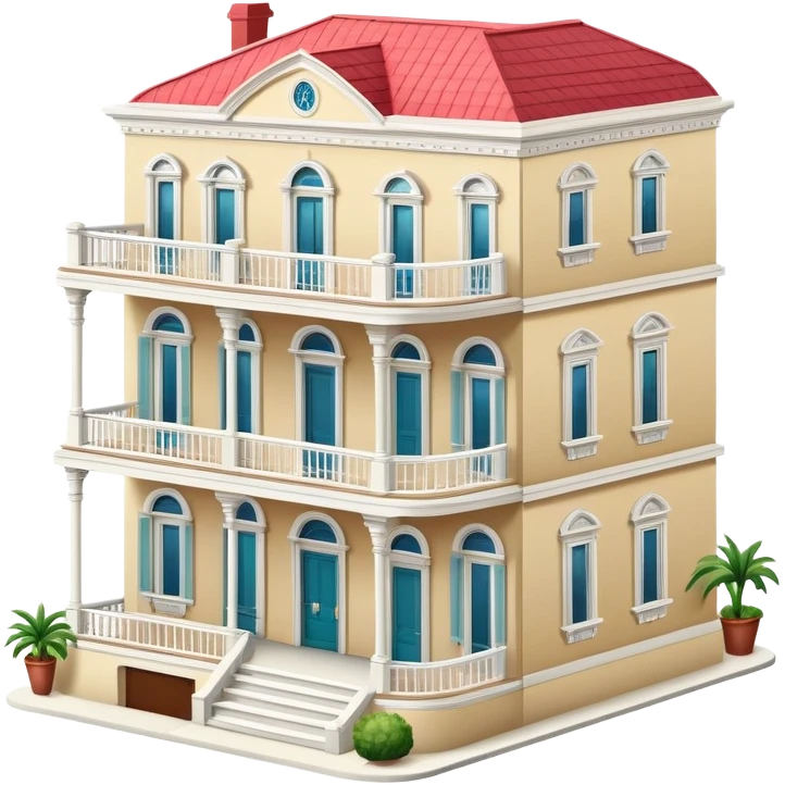 New Orleans mansion, isometric dollhouse-style, realistic emoji