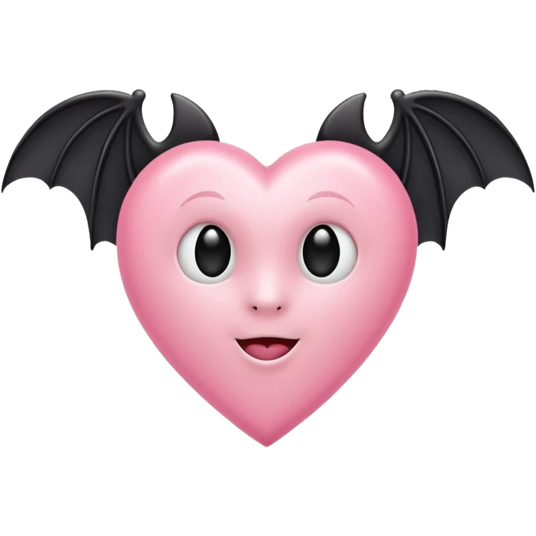 Light pink heart with a black bat emoji