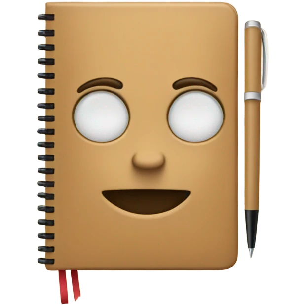Tan notebook with a pen emoji