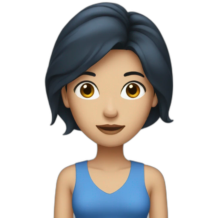 woman with long black hair wearing blue clothes emoji