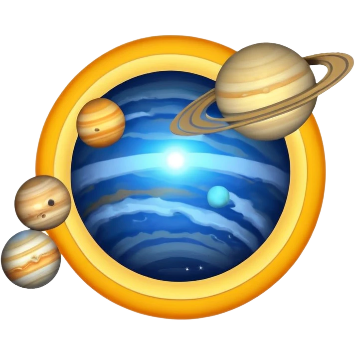 solar system with sun and planets, simple and clear emoji