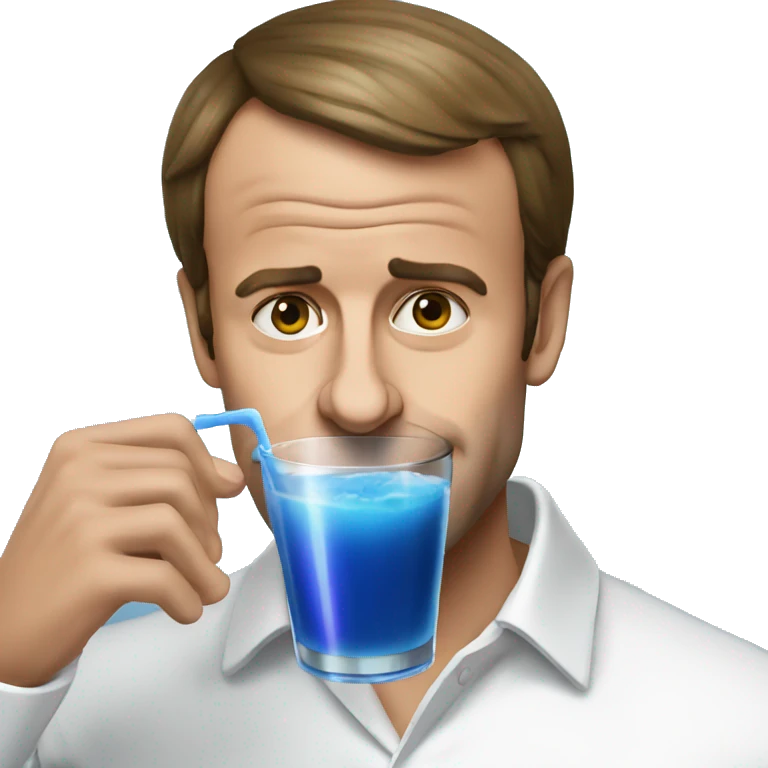 Emmanuel macron drinking blue juice emoji