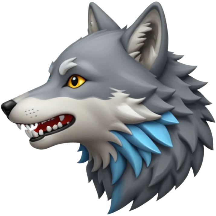 Wolf with teeth and a side profile of it emoji