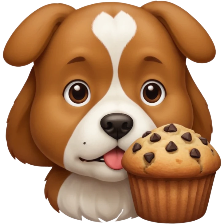 a dog sniffing a muffin emoji