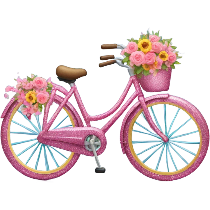 Pink glitter bike with flowers  emoji
