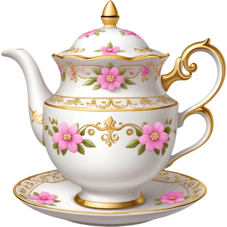 princess tea cup with pink flowers and gold details  emoji