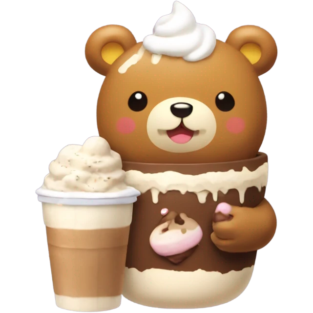 Rilakkuma with hot cocoa and ice cream emoji