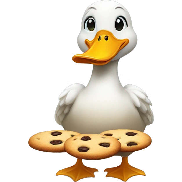 A duck eating a cookie emoji