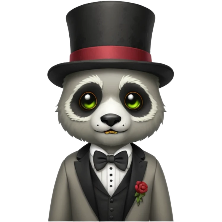 zombie panda with bow tie and top hat emoji