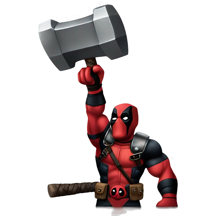 Deadpool throwing thors hammer emoji