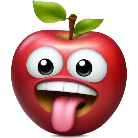 an apple with a face sticking its tongue out emoji
