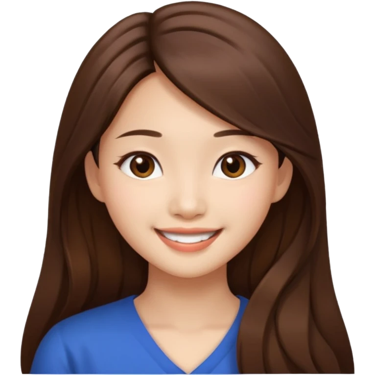 brown long hair, Asian girl, beauty emoji