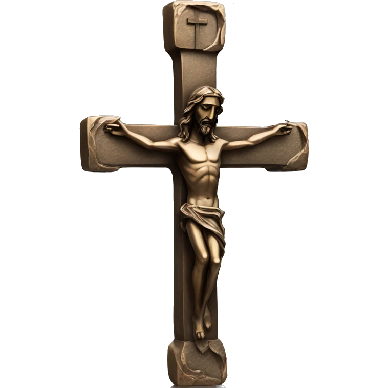 bronze cross statue with christ emoji