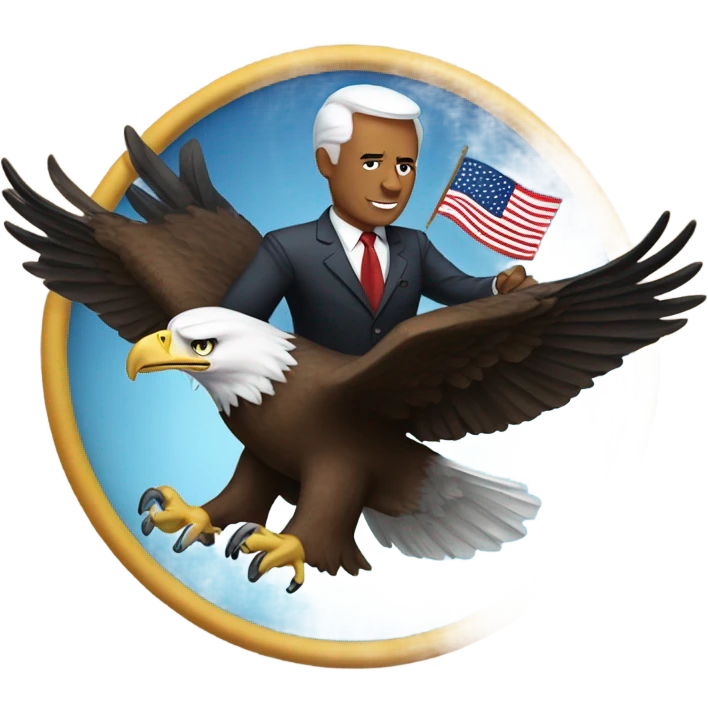 President riding a bald eagle with fireworks in the background emoji