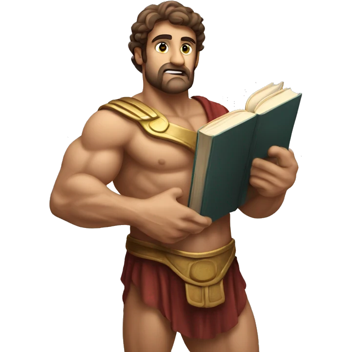 A muscular Greek-status holding a book in his hands emoji