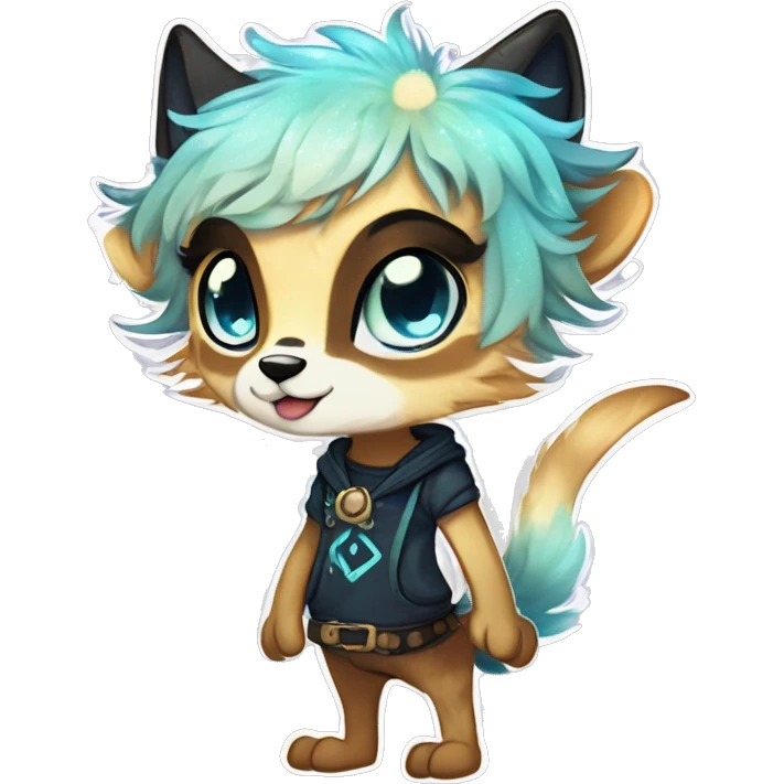 Cool cute Kawaii edgy fantasy animal sparkle fursona Fionbri by griffsnuff & LiLaiRa & Falvie full body emoji
