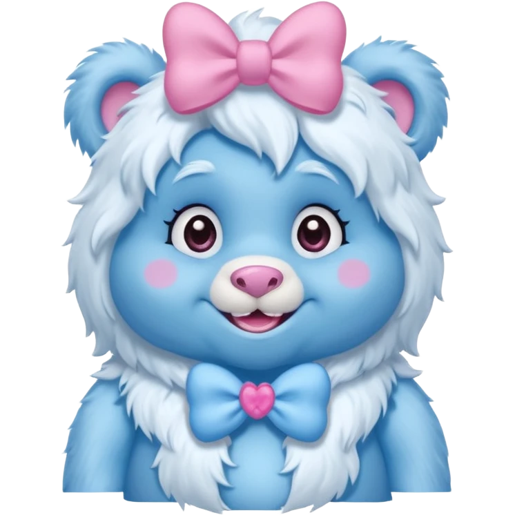 blue girl care bear yeti with bow emoji
