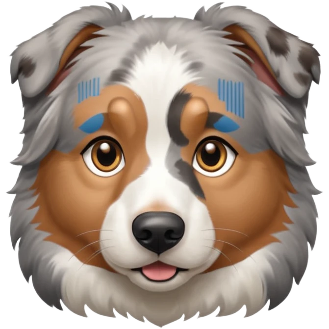 a merle and grey Australian Shepherd dog emoji