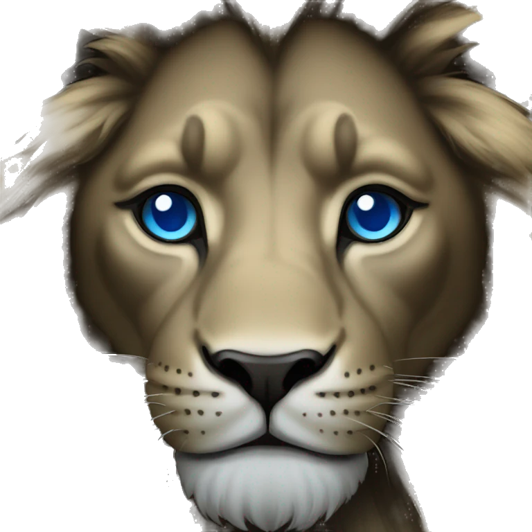 a black lion with blue eyes emoji