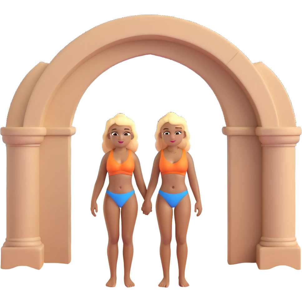 blonde woman with light brown skin, with the Atalaia Beach arches (Aracaju-SE, Brazil) in the background emoji