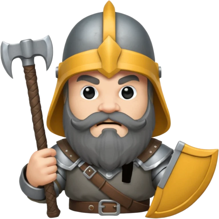 gimli the dwarf, dark beard, gray metal helmet, battle axe emoji