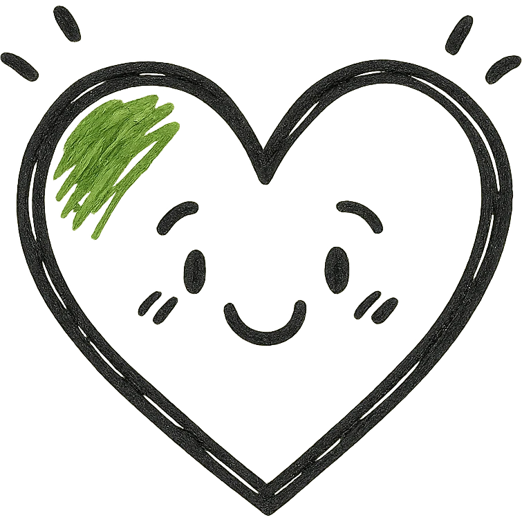 A black and green heart, cute and expressive emoji