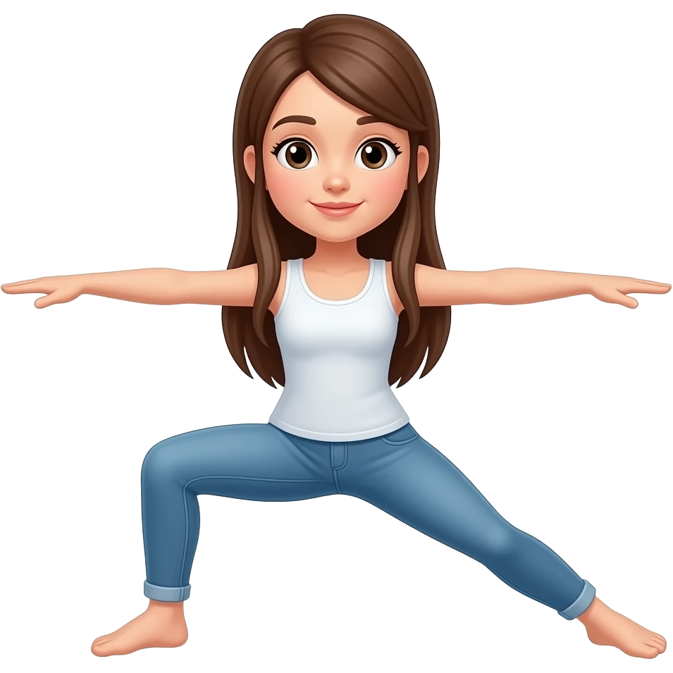i need a girl with brown long hair thats straight doing some yoga poze emoji