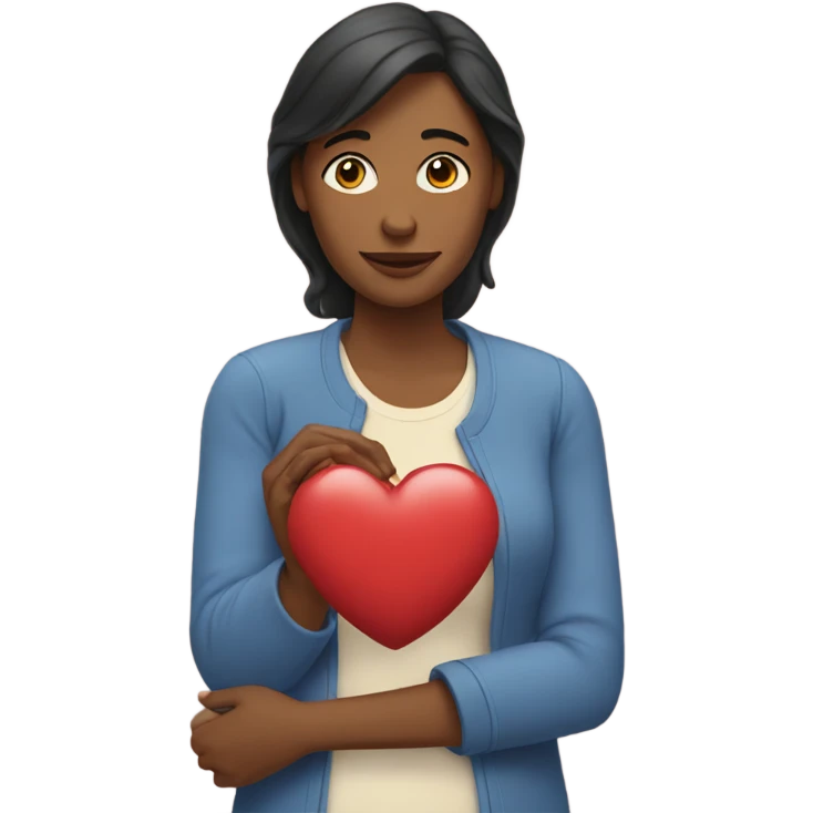 Mother holds her heart in her arm emoji