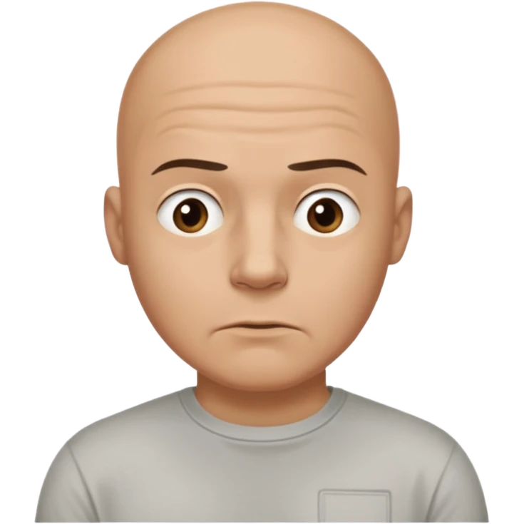 bald man with t shirt with doubting face emoji