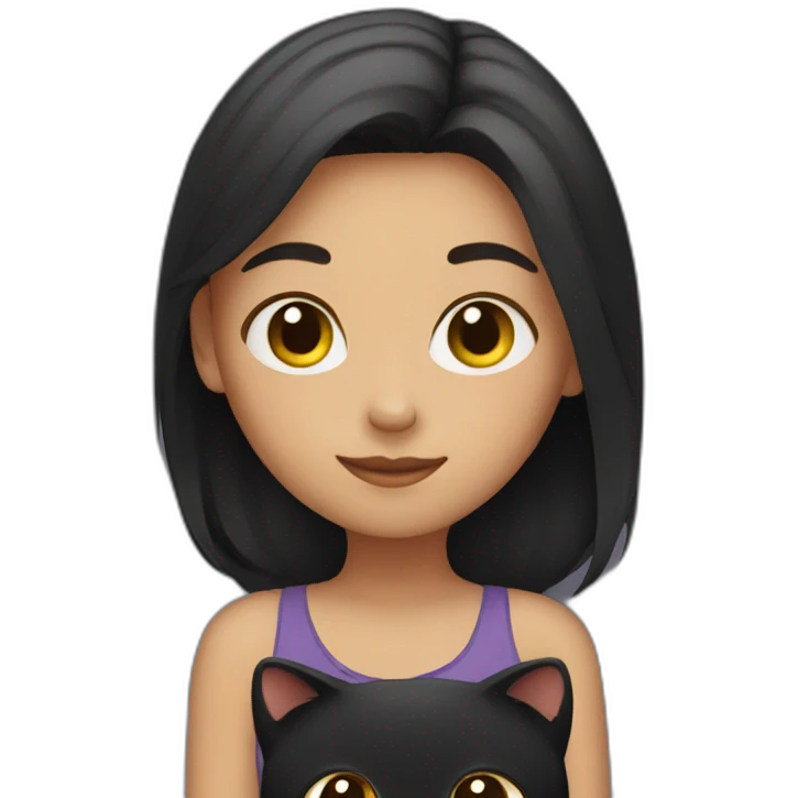 girl holding a black cat emoji