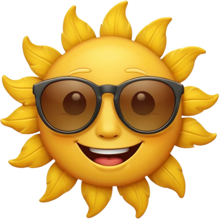 A happy sun emoji with sunglasses emoji