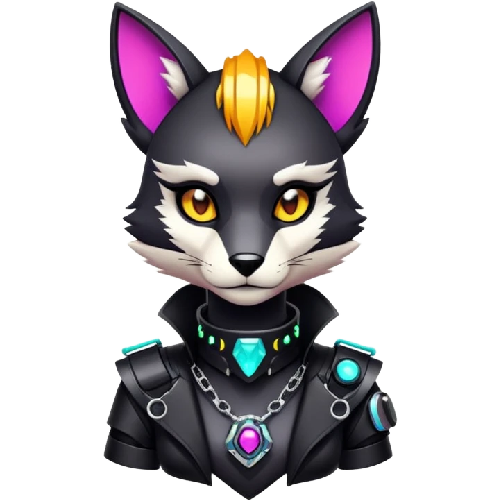 Anthro Edgy Cute Cool Black Badass Cyberpunk Modern Futuristic Colorful Exotic Shiny Sparkly Fionbri-Vernid-Fursona Collar  emoji