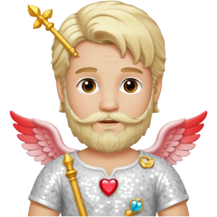 Cupid, God of Love from Gods and Goddesses with long blond hair and beard, ivory sequin outfit emoji