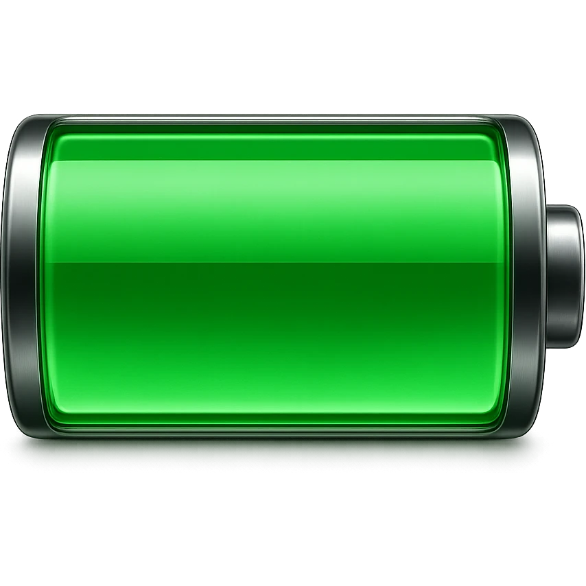 emoji stile iphone di batteria carica in verde, iperrealistico 4k emoji