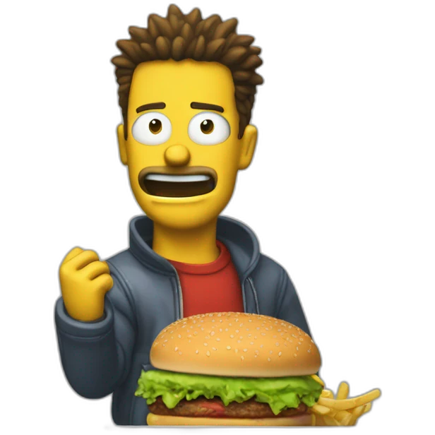 Bart simspsons qui boit du coca et mange un burger emoji