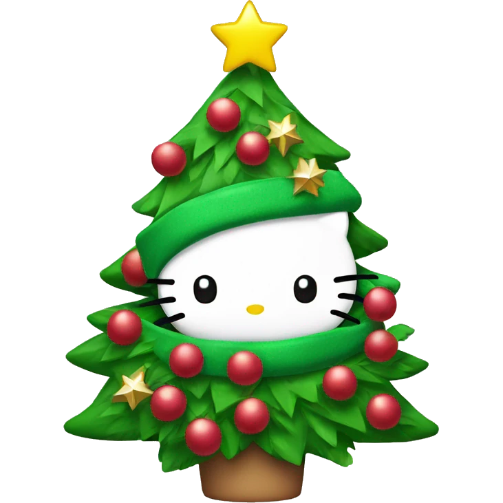 hello kitty in a christmas tree costume emoji