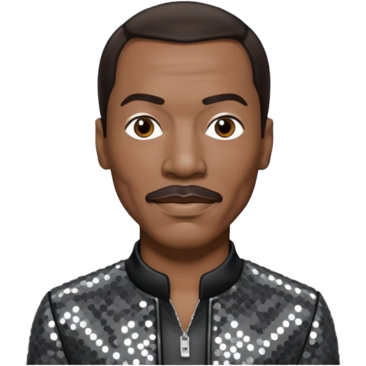 Eddie Murphy with dark brown hair, dark gray sequin outfit emoji
