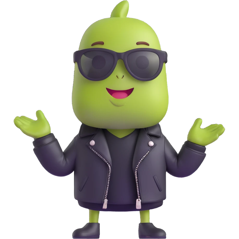 pistachio with a leather jacket and cool attitude emoji