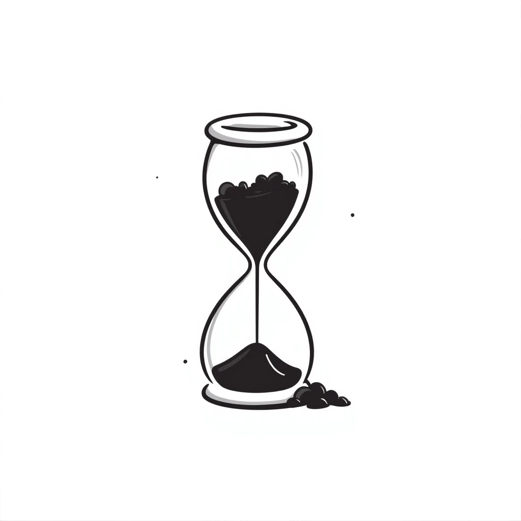 hourglass in motion, doodle style, loose and lively lines, playful and informal emoji